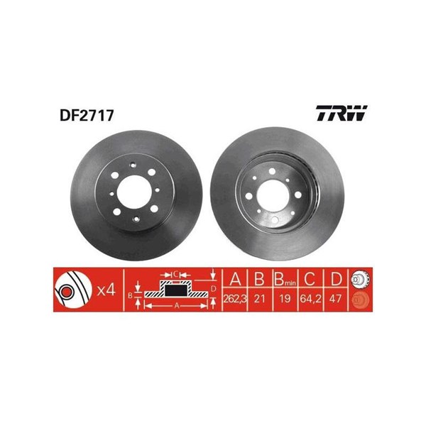 Bromsskiva Ventilerad, Framaxel Trw DF2717 TRW Bromsskiva Ventilerad, Framaxel Trw DF2717 TRW