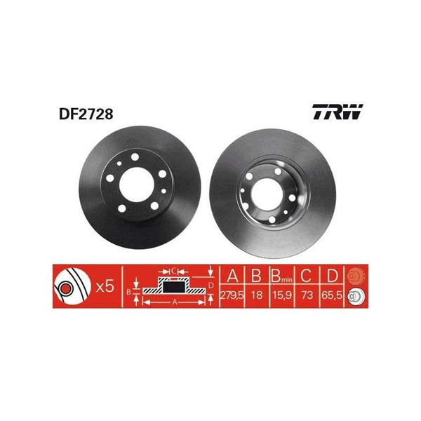 Bromsskiva Solid, Framaxel Trw DF2728 TRW