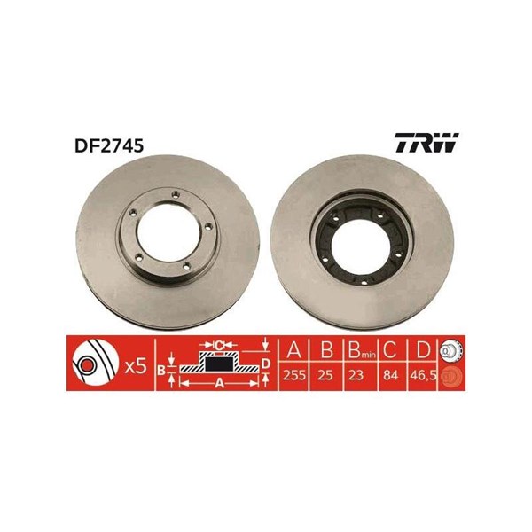 Bromsskiva Ventilerad, Framaxel Trw DF2745 TRW
