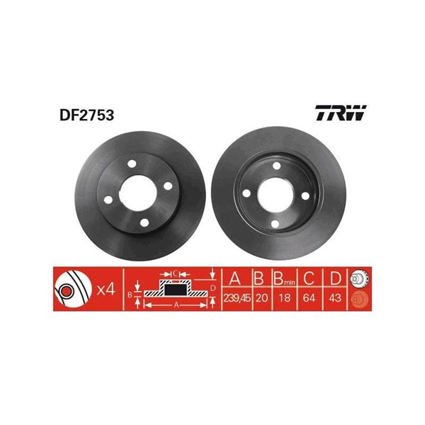 Bromsskiva Ventilerad Trw DF2753 TRW
