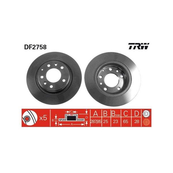 Bromsskiva Ventilerad, Framaxel Trw DF2758 TRW