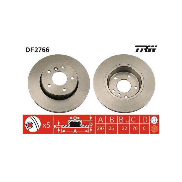 Bromsskiva Ventilerad, Framaxel Trw DF2766 TRW Bromsskiva Ventilerad, Framaxel Trw DF2766 TRW