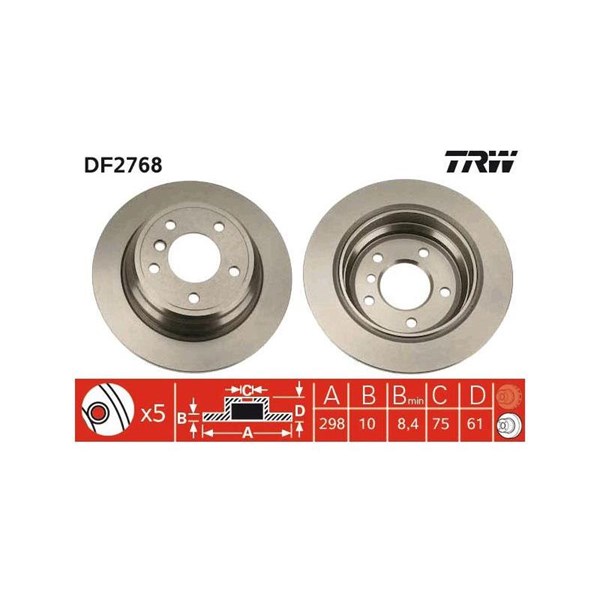 Bromsskiva Solid, Bakaxel Trw DF2768 TRW