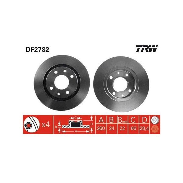 Bromsskiva Ventilerad, Framaxel Trw DF2782 TRW