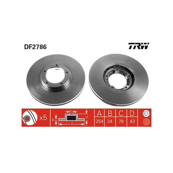 Bromsskiva Ventilerad, Framaxel Trw DF2786 TRW