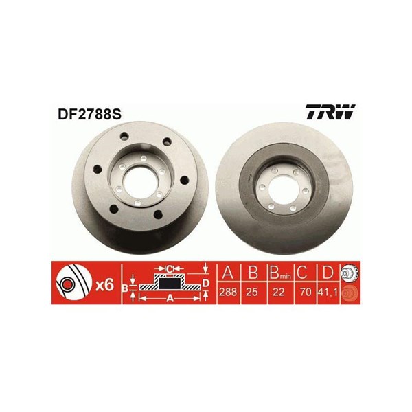Bromsskiva Solid, Framaxel Trw DF2788S TRW