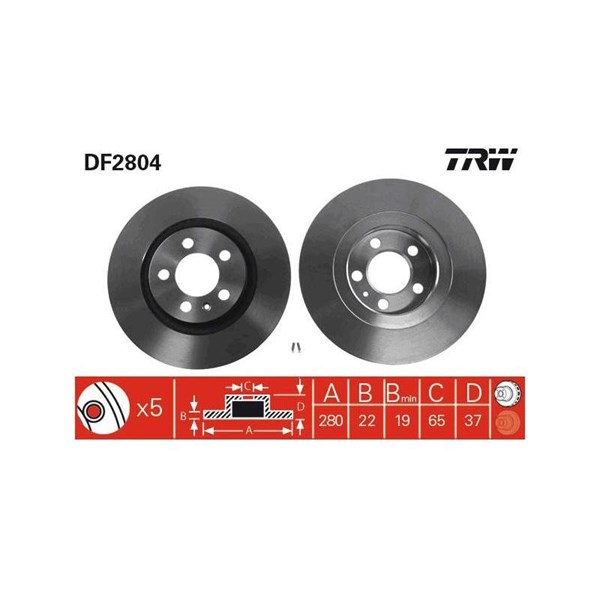 Bromsskiva Ventilerad, Framaxel Trw DF2804 TRW