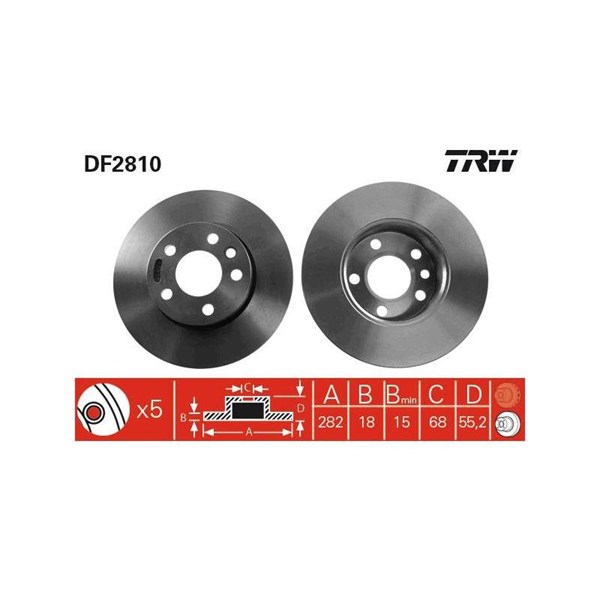 Bromsskiva Solid, Framaxel Trw DF2810 TRW