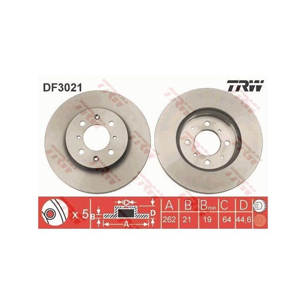 Bromsskiva Ventilerad, Framaxel Trw DF3021 TRW Bromsskiva Ventilerad, Framaxel Trw DF3021 TRW