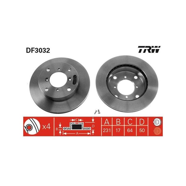 Bromsskiva Ventilerad, Framaxel Trw DF3032 TRW