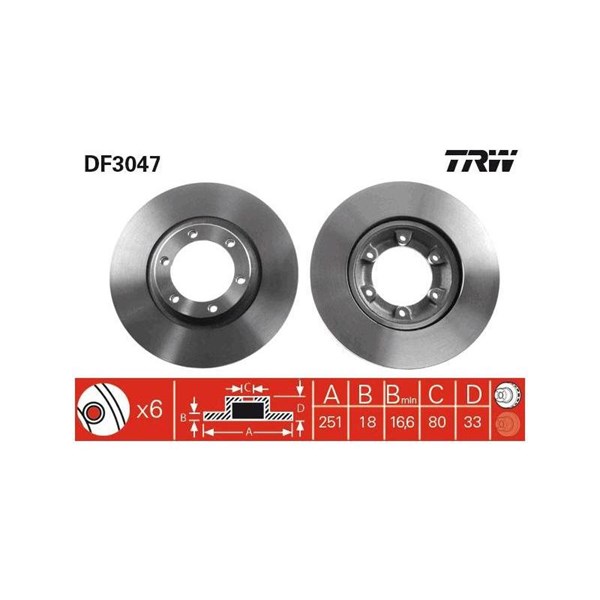 Bromsskiva Ventilerad, Framaxel Trw DF3047 TRW