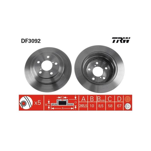 Bromsskiva Solid, Bakaxel Trw DF3092 TRW