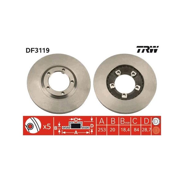 Bromsskiva Ventilerad, Framaxel Trw DF3119 TRW