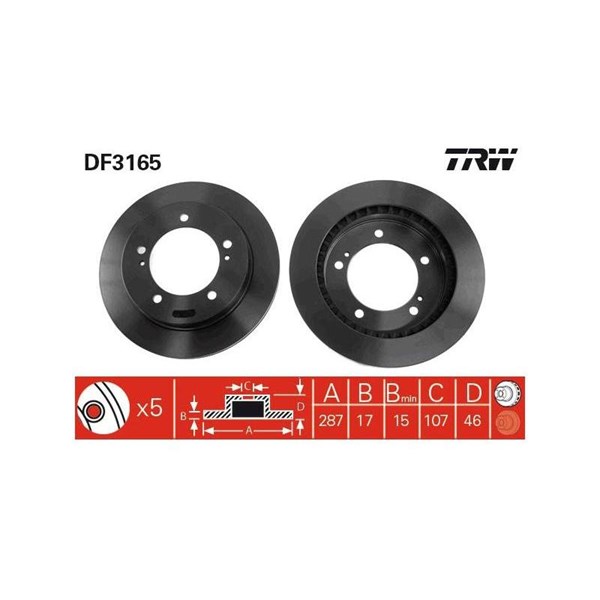 Bromsskiva Ventilerad, Framaxel Trw DF3165 TRW