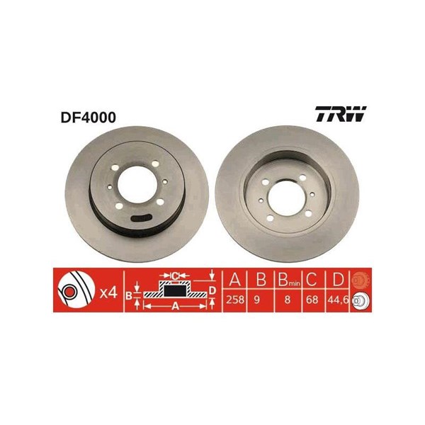 Bromsskiva Solid, Bakaxel Trw DF4000 TRW