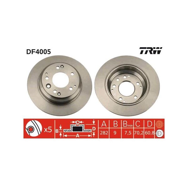Bromsskiva Solid, Bakaxel Trw DF4005 TRW