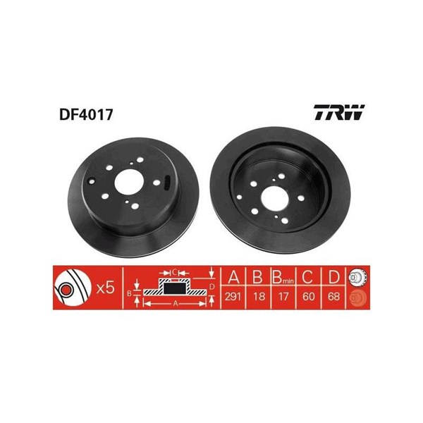 Bromsskiva Ventilerad, Bakaxel Trw DF4017 TRW Bromsskiva Ventilerad, Bakaxel Trw DF4017 TRW