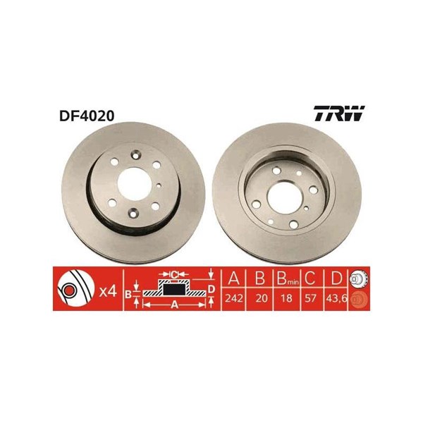 Bromsskiva Ventilerad, Framaxel Trw DF4020 TRW