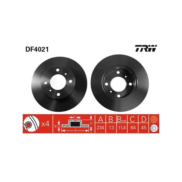 Bromsskiva Solid, Framaxel Trw DF4021 TRW