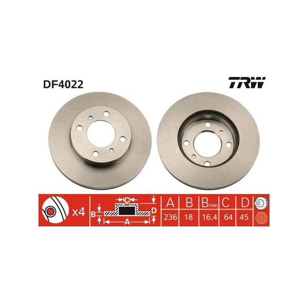 Bromsskiva Ventilerad, Framaxel Trw DF4022 TRW