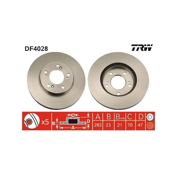 Bromsskiva Ventilerad, Framaxel Trw DF4028 TRW