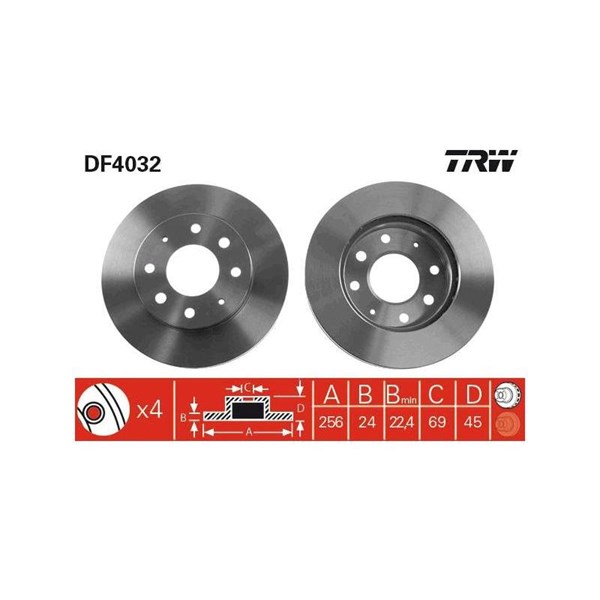Bromsskiva Ventilerad, Framaxel Trw DF4032 TRW
