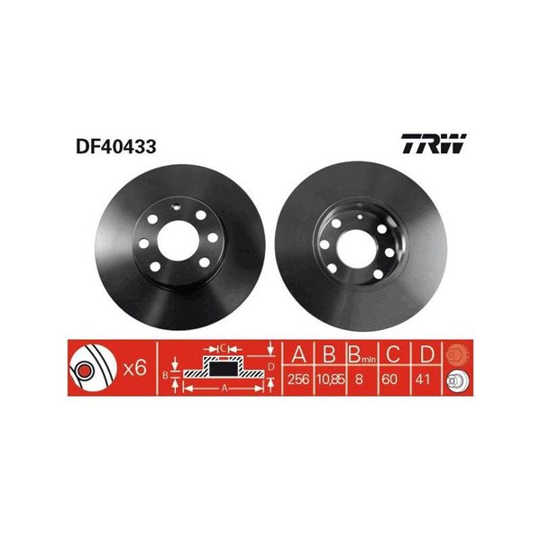 Bromsskiva Solid, Framaxel Trw DF4043 TRW