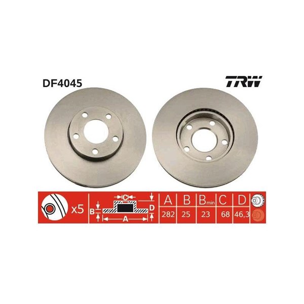 Bromsskiva Ventilerad, Framaxel Trw DF4045 TRW Bromsskiva Ventilerad, Framaxel Trw DF4045 TRW