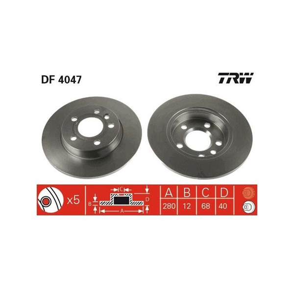 Bromsskiva Solid, Bakaxel Trw DF4047 TRW