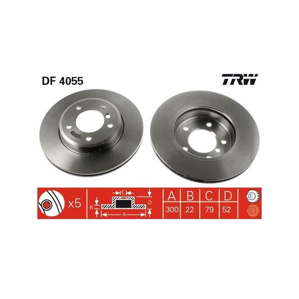 Bromsskiva Ventilerad, Framaxel Trw DF4055 TRW