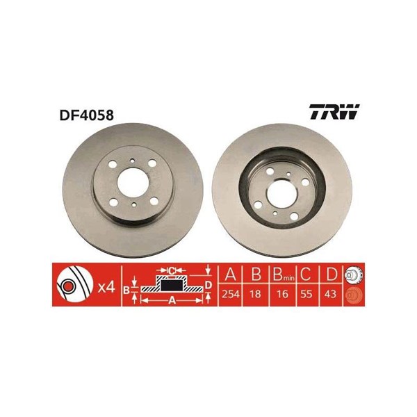 Bromsskiva Ventilerad, Framaxel Trw DF4058 TRW Bromsskiva Ventilerad, Framaxel Trw DF4058 TRW