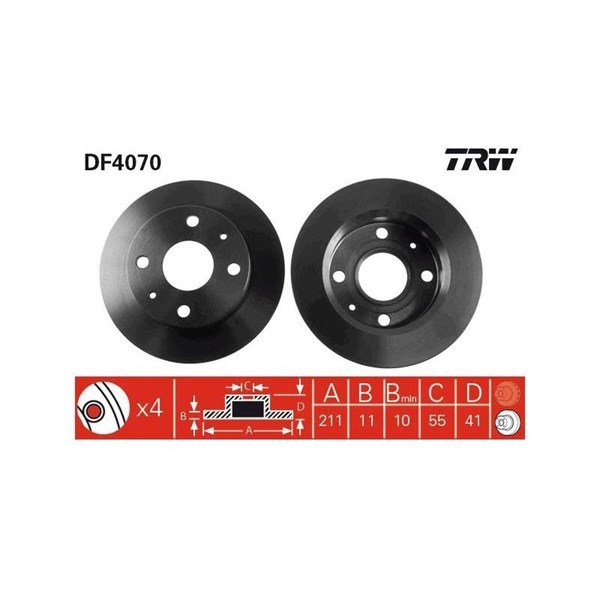 Bromsskiva Solid, Framaxel Trw DF4070 TRW