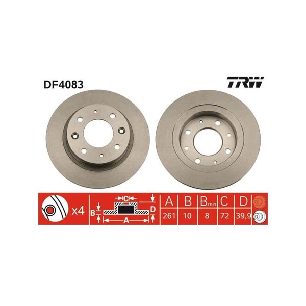 Bromsskiva Solid, Bakaxel Trw DF4083 TRW