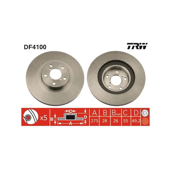 Bromsskiva Ventilerad, Framaxel Trw DF4100 TRW