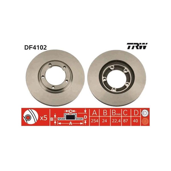 Bromsskiva Ventilerad, Framaxel Trw DF4102 TRW