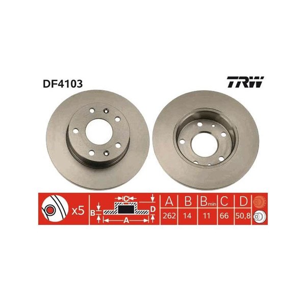 Bromsskiva Solid, Framaxel Trw DF4103 TRW