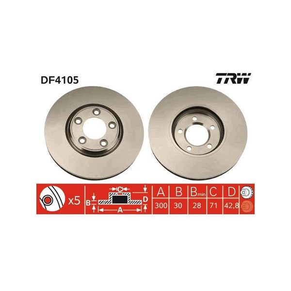 Bromsskiva Ventilerad, Framaxel Trw DF4105 TRW Bromsskiva Ventilerad, Framaxel Trw DF4105 TRW