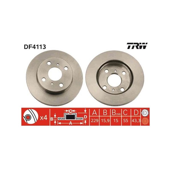 Bromsskiva Ventilerad, Framaxel Trw DF4113 TRW Bromsskiva Ventilerad, Framaxel Trw DF4113 TRW
