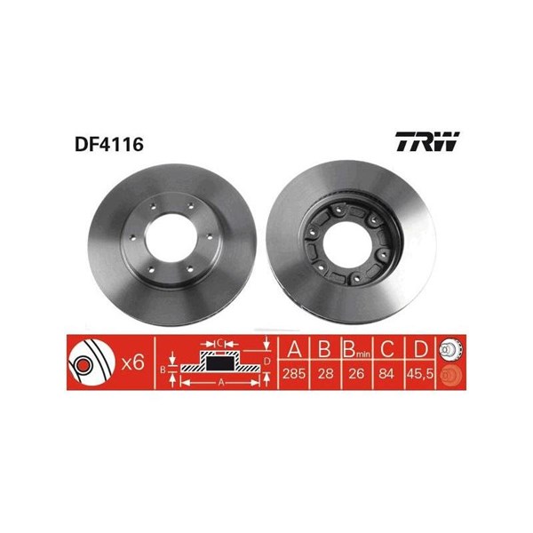 Bromsskiva Ventilerad, Framaxel Trw DF4116 TRW