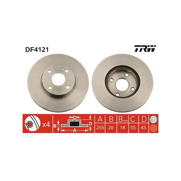 Bromsskiva Ventilerad, Framaxel Trw DF4121 TRW