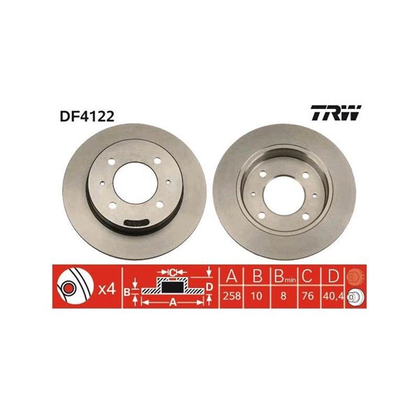 Bromsskiva Solid, Bakaxel Trw DF4122 TRW