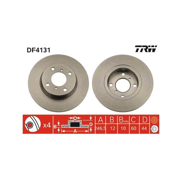 Bromsskiva Solid, Framaxel Trw DF4131 TRW