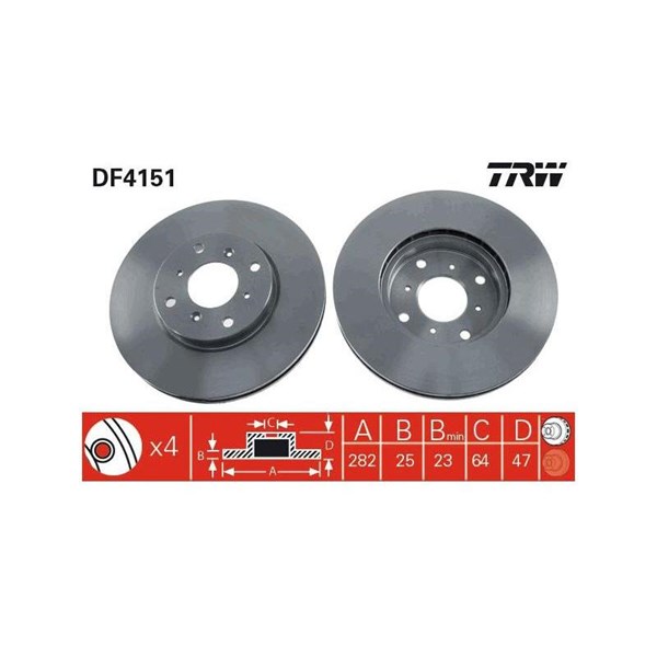 Bromsskiva Ventilerad, Framaxel Trw DF4151 TRW