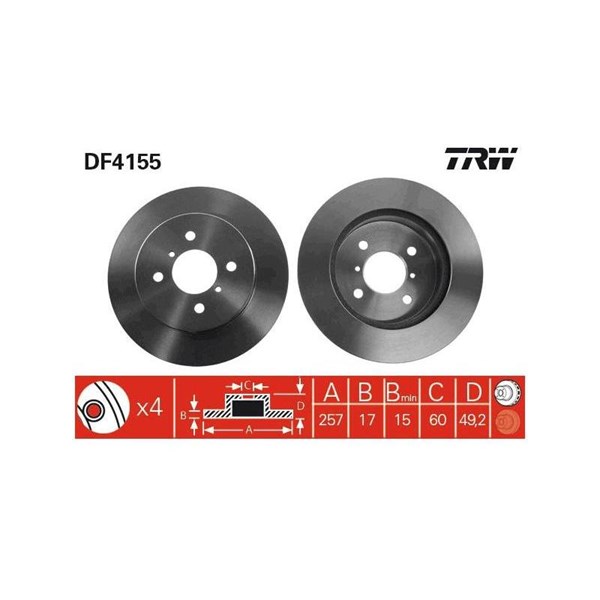 Bromsskiva Ventilerad, Framaxel Trw DF4155 TRW