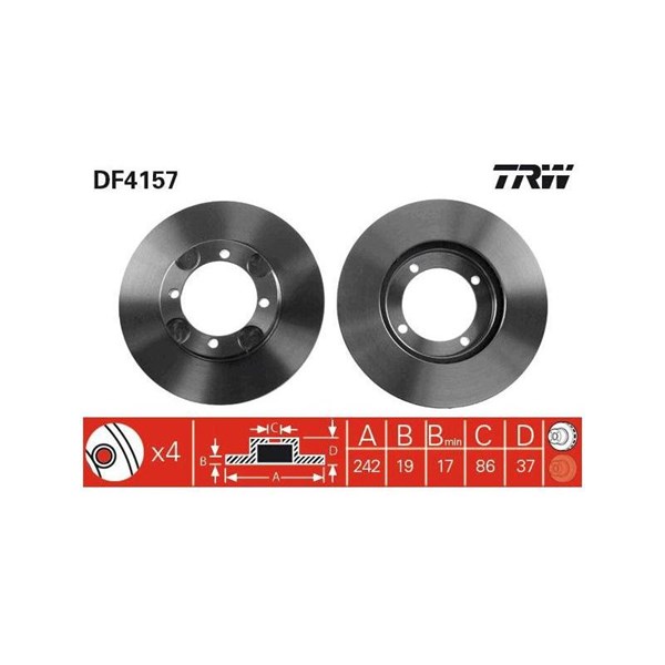Bromsskiva Ventilerad, Framaxel Trw DF4157 TRW