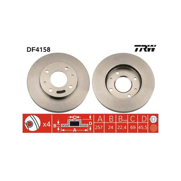 Bromsskiva Ventilerad, Framaxel Trw DF4158 TRW Bromsskiva Ventilerad, Framaxel Trw DF4158 TRW