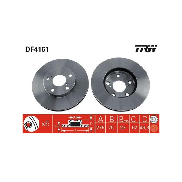 Bromsskiva Ventilerad, Framaxel Trw DF4161 TRW