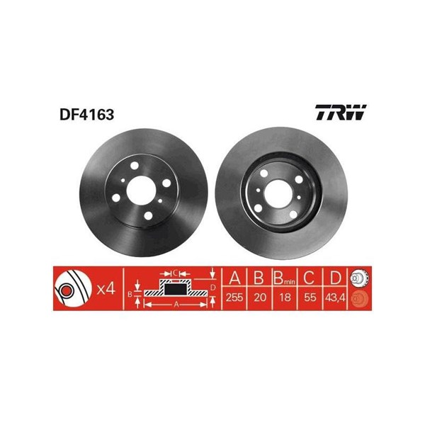 Bromsskiva Ventilerad, Framaxel Trw DF4163 TRW
