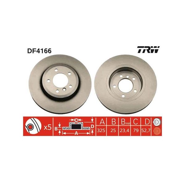 Bromsskiva Ventilerad, Framaxel Trw DF4166 TRW