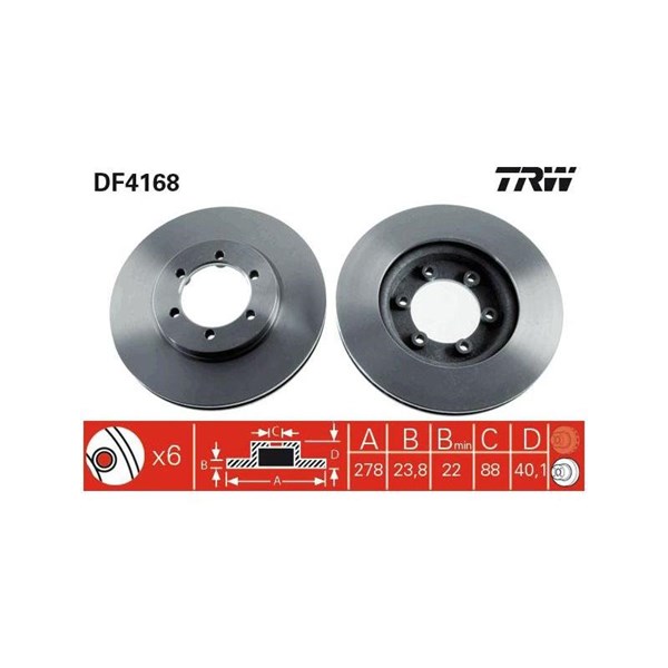 Bromsskiva Ventilerad, Framaxel Trw DF4168 TRW